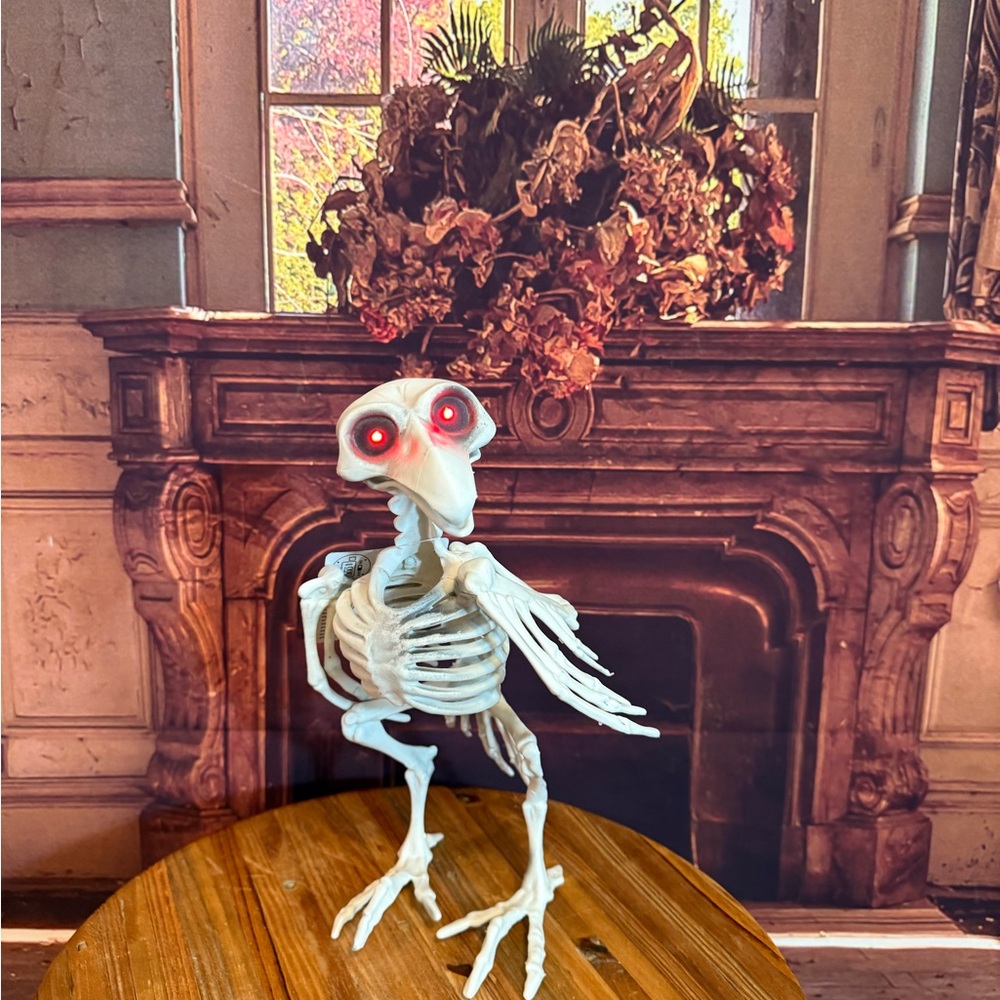 Skeleton Vulture Crow Halloween Bird Decor with Red Eyes Decor Party Craft NWT - Picture 1 of 17